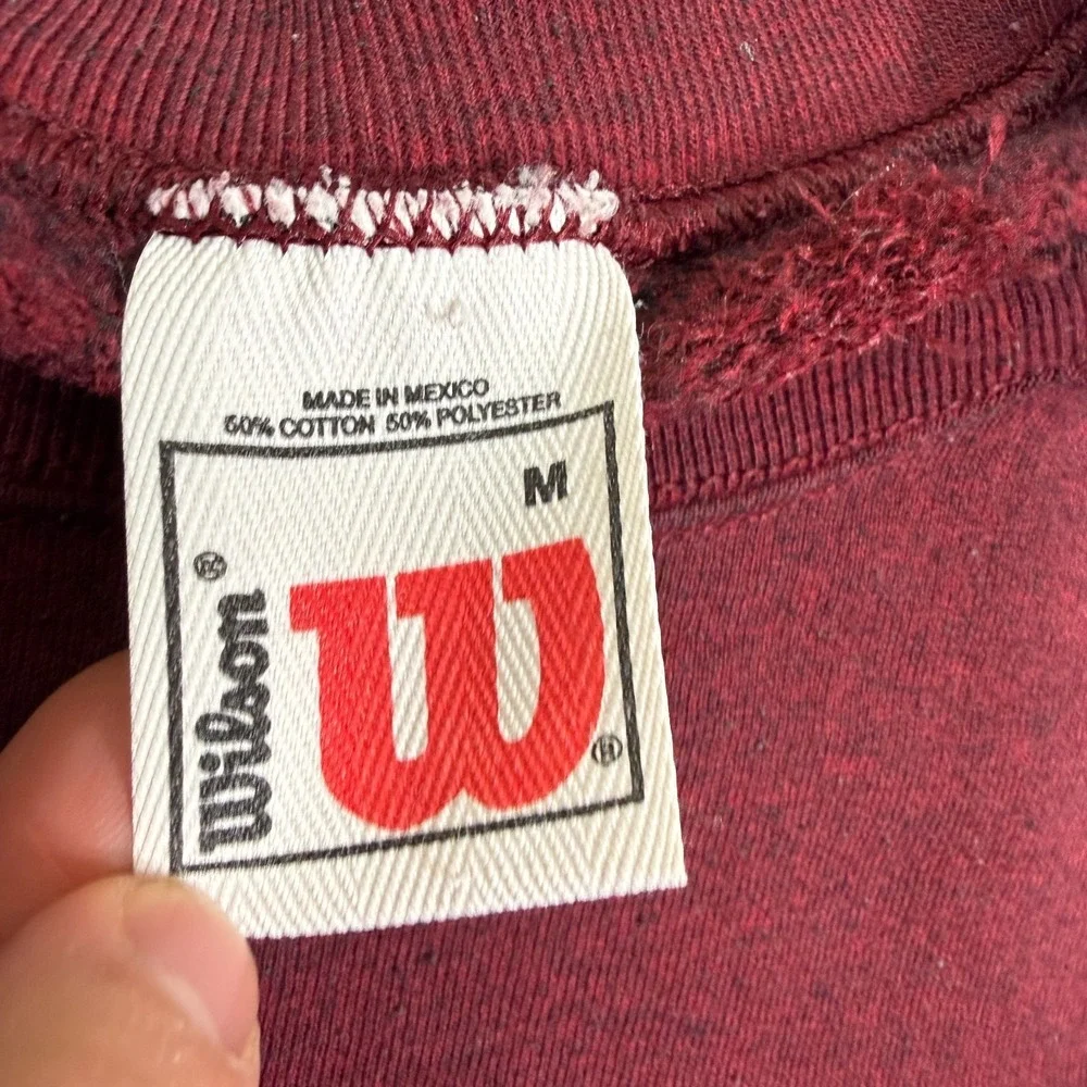 Wilson Sweatshirt Men M Maroon Crewneck Long Sleeve‎ Solid Fleece Solid VTG